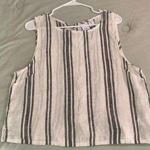C&C California Striped Sleeveless Top - Black and White 100% Linen Summer Staple